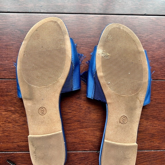 A New Day Benetta Blue Fringe Slide Mules - Picture 2 of 5